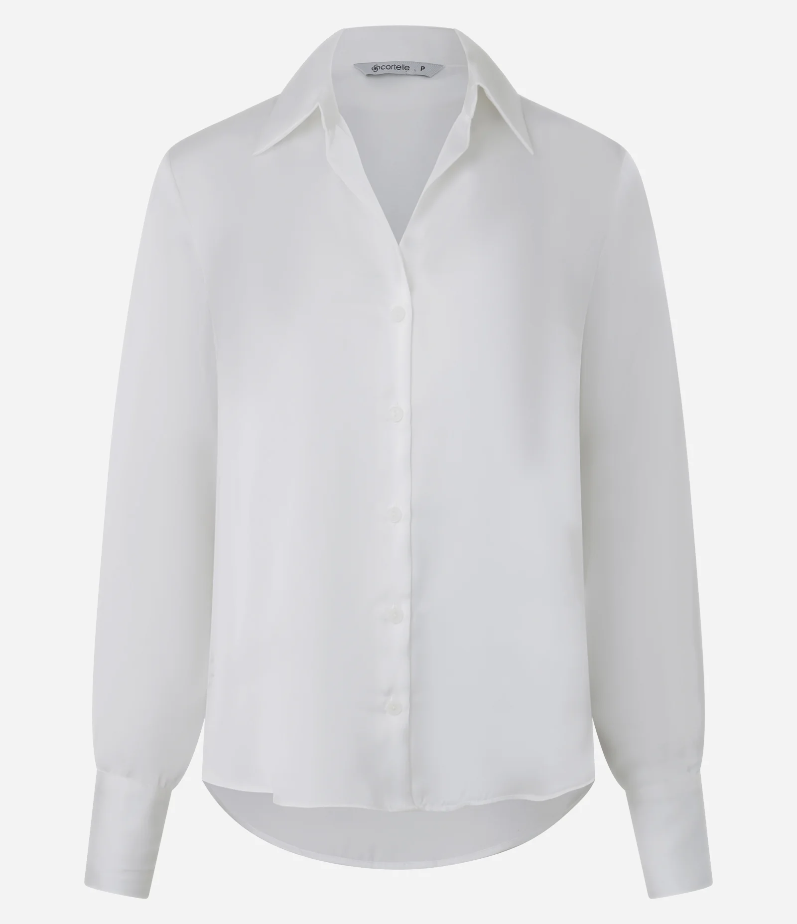 Camisa em Cetim com Recortes e Caimento Leve Branco Neve